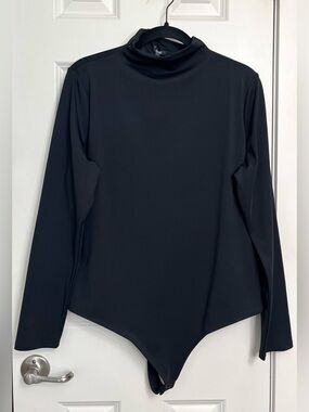 Express Black Long-Sleeve Mock Neck Bodysuit